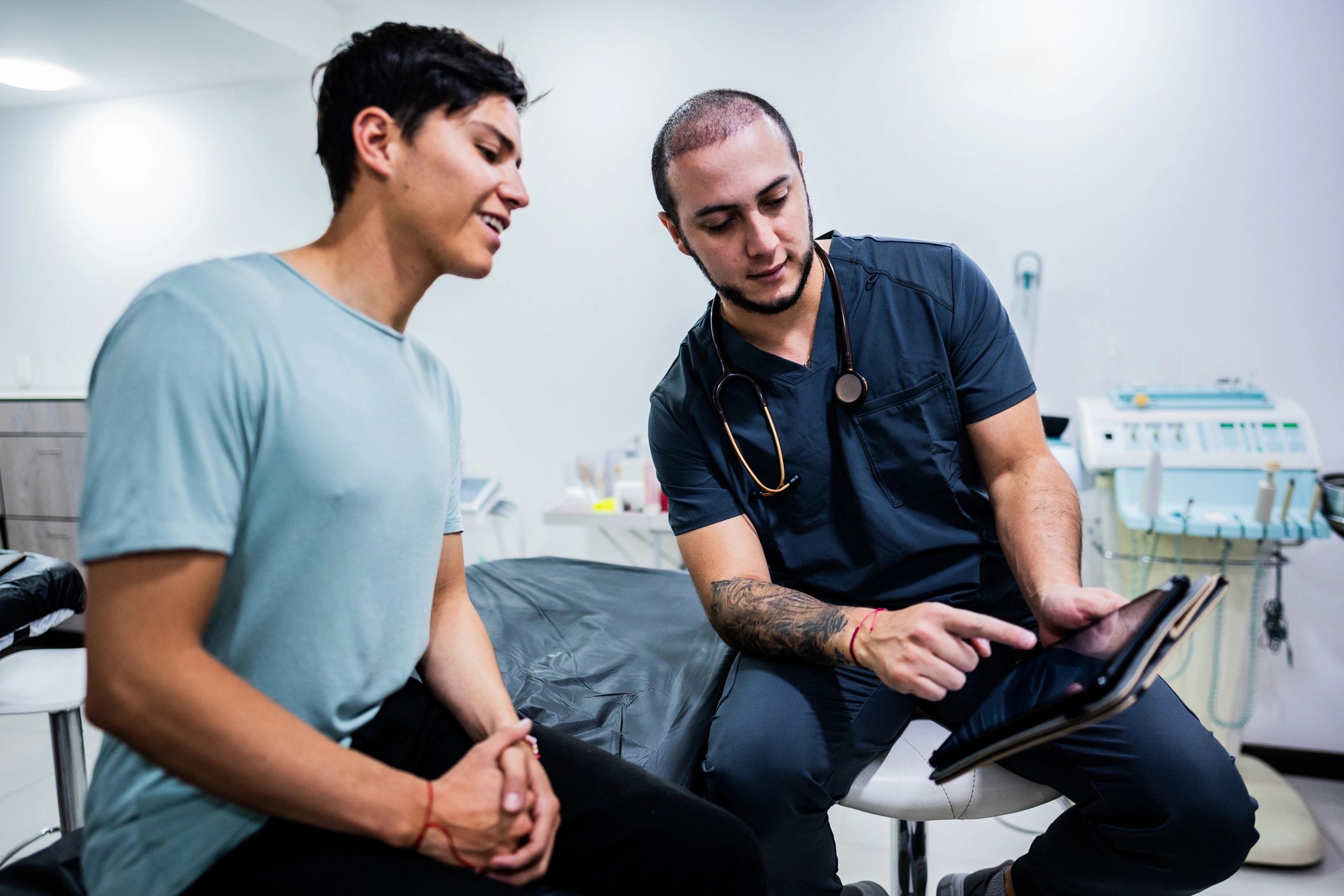 Doctor consulting with a patient in a clinic setting