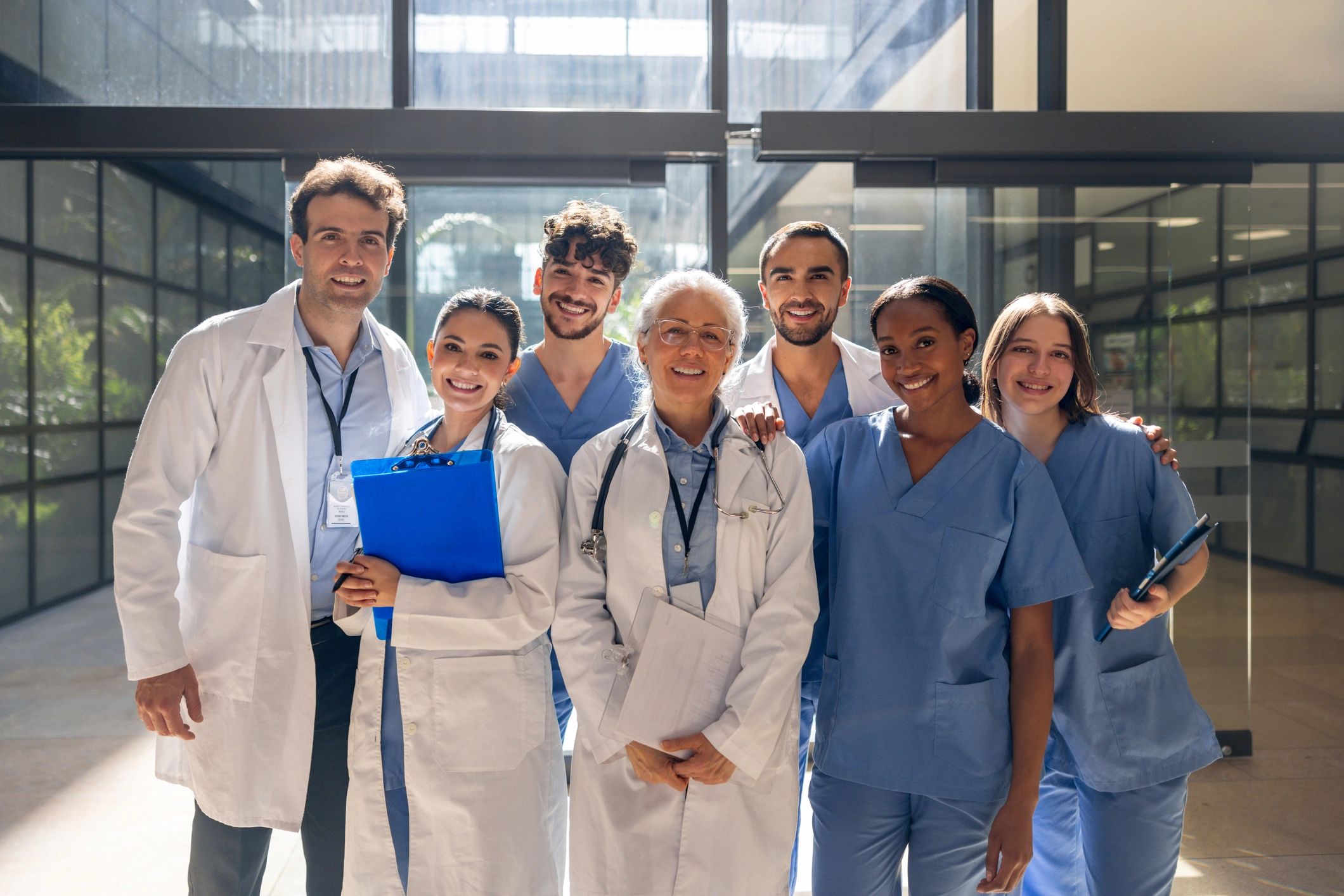 Group of healthcare professionals in a hospital